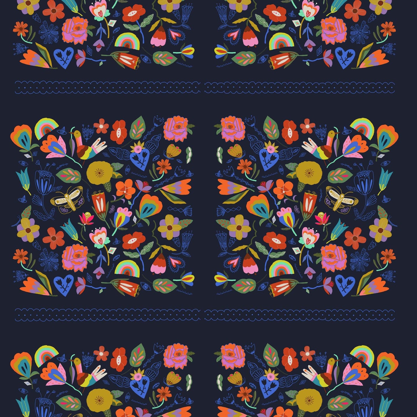 Magic Blue PANEL 22"x44" Harmony Carolyn Gavin Conservatory Craft Freespirit Fabric Quilters Cotton PWCG001 PANEL Fabric Fetish