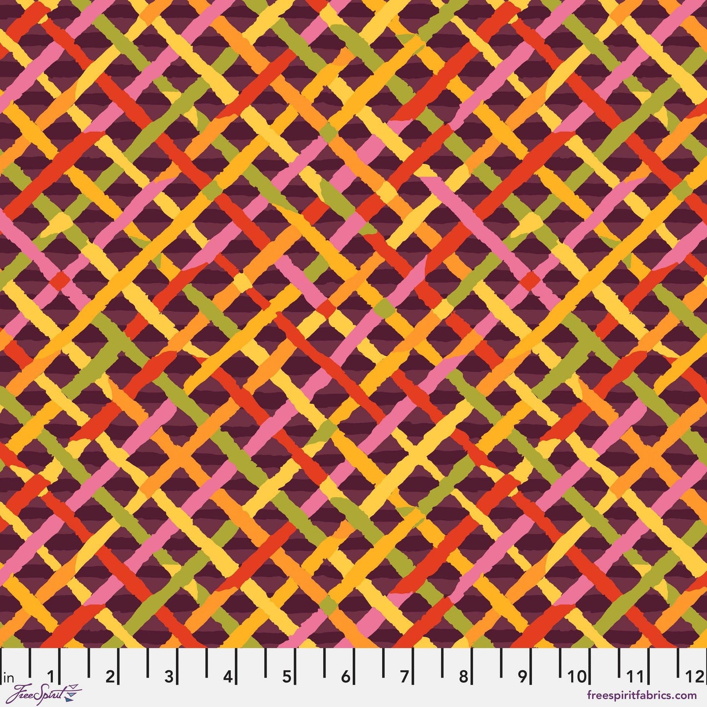 Mad Plaid Maroon Kaffe Fassett Collective Classics Collection FreeSpirit Fabric 100% Quilters Cotton PWBM037 MAROO Fabric Fetish