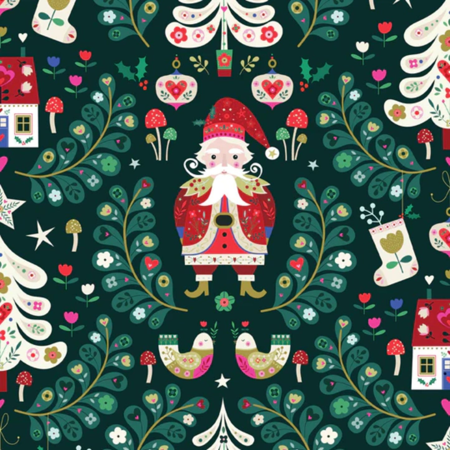 Nordic Santa Nordic Noel Bee Brown Dashwood Studio Quilters Cotton NORD2321 Fabric Fetish