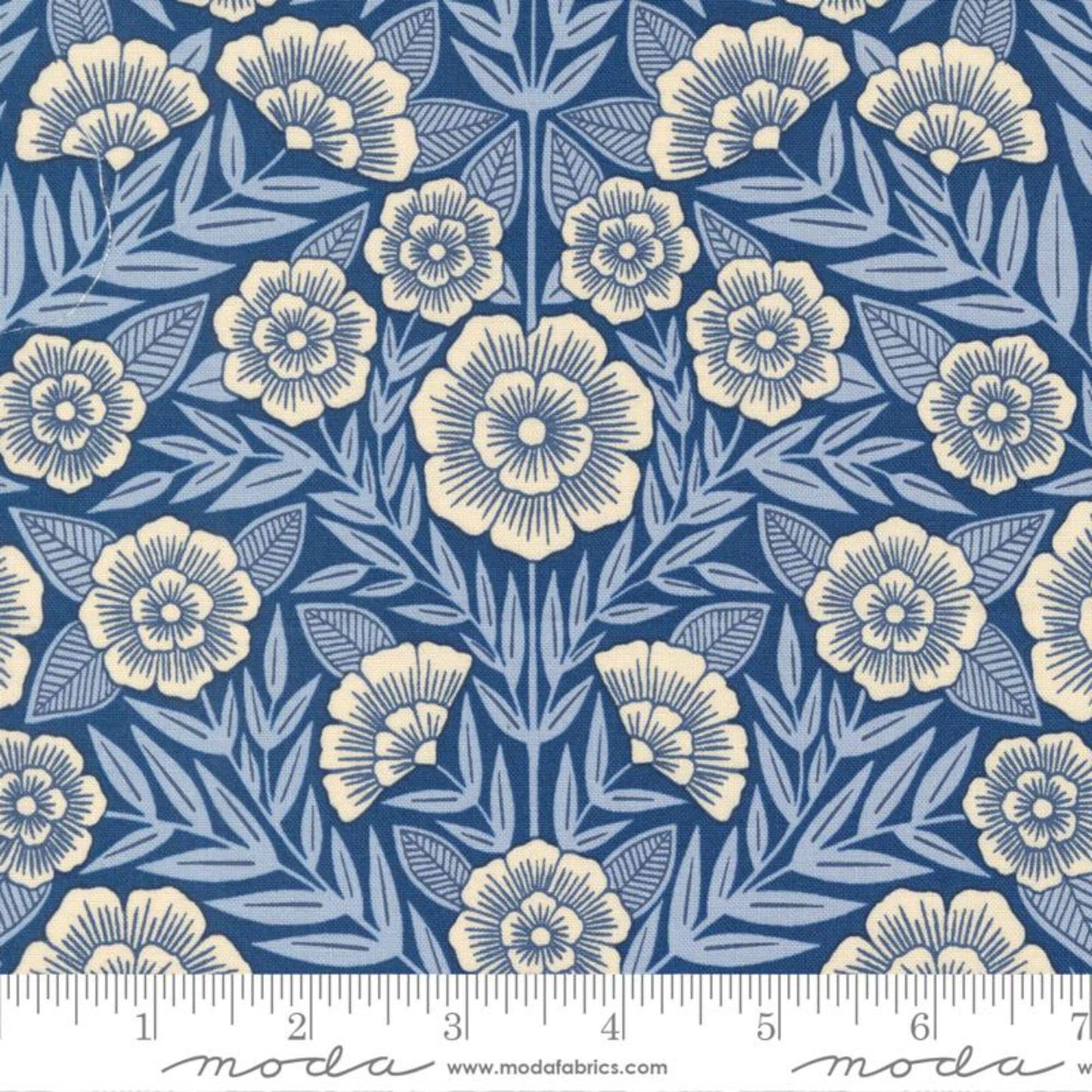 Main Floral Indigo Flower Press Katharine Watson Moda Quilters Cotton 3300 13 Fabric Fetish