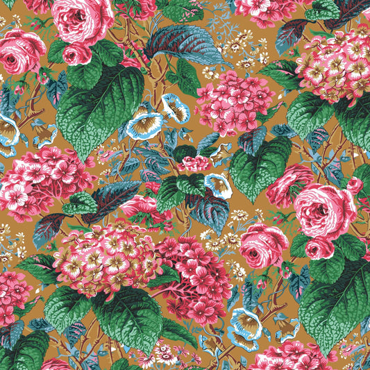 Rose and Hydrangea Ochre Kaffe Fassett Collective Spring 2019 Kaffe Fassett Fabric PWPJ097 100% Quilters Cotton OOP Fabric Fetish