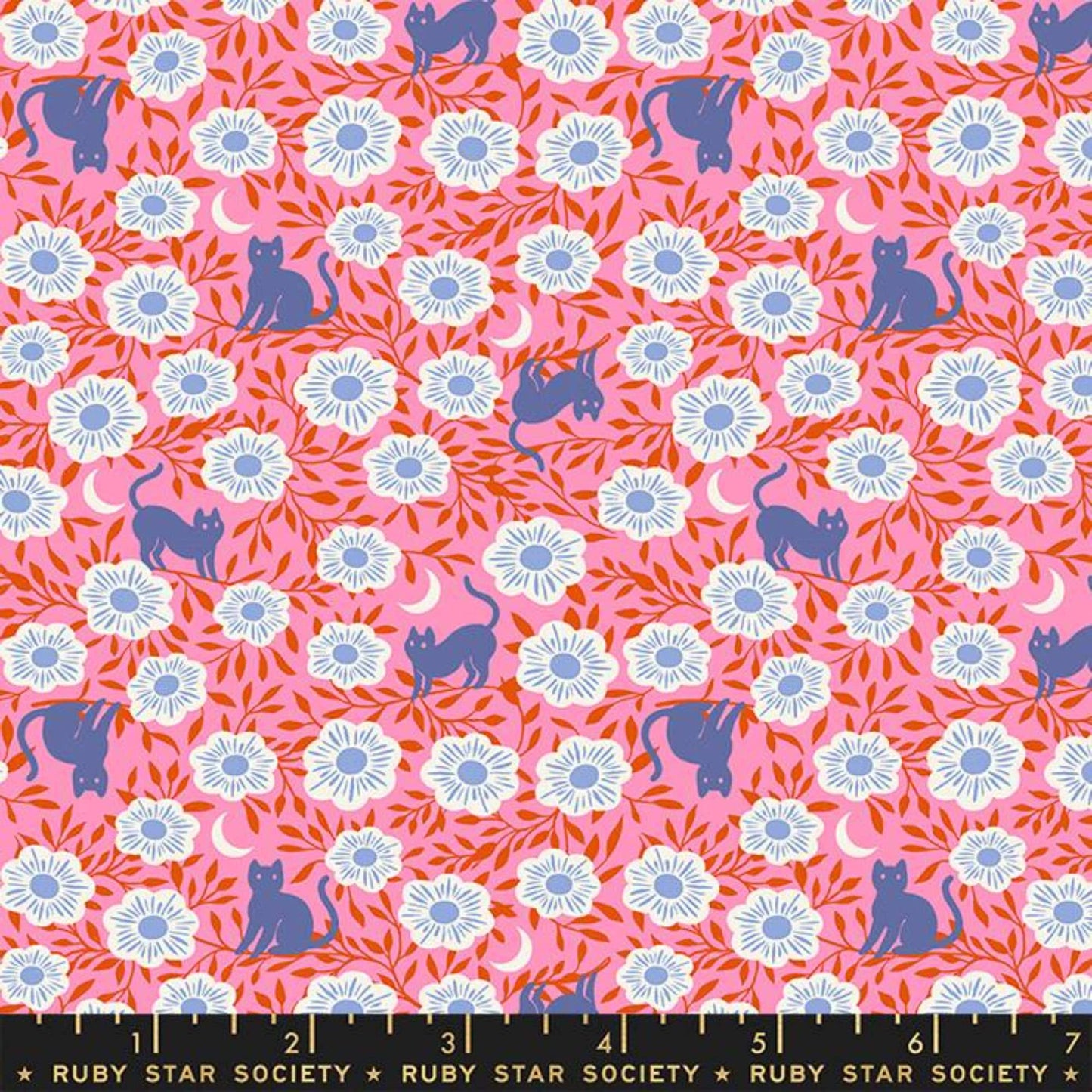 Hiding Cat Flamingo Backyard Sarah Watts Ruby Star Society Moda 100% Cotton Quilting Fabric Yardage Fabric Fetish