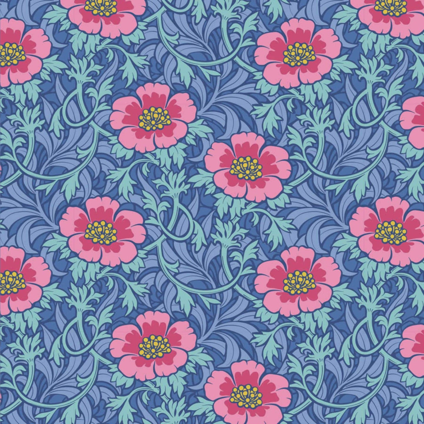 Winterrose Blue Hibernation Tilda Fabric Tone Finnanger 100% Quilters Cotton TIL100522 Fabric Fetish