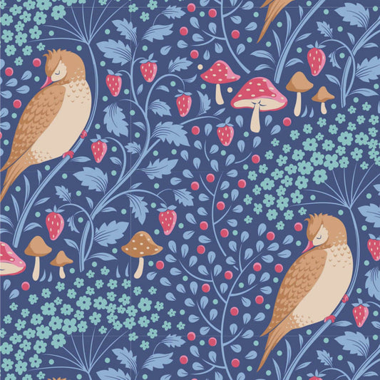 Sleepybird Denim Hibernation Tilda Fabric Tone Finnanger 100% Quilters Cotton TIL100523 Fabric Fetish