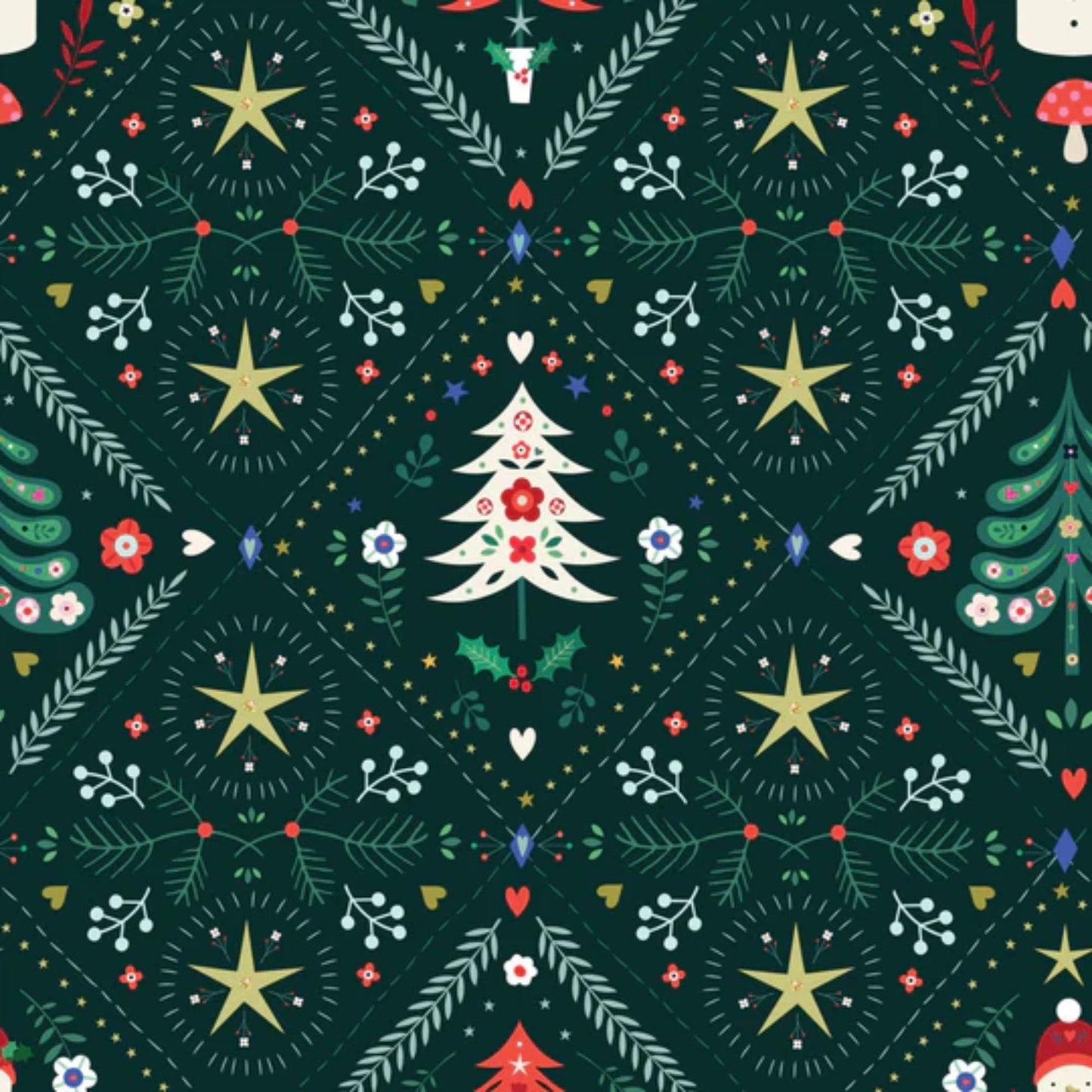 Nordic Christmas Nordic Noel Bee Brown Dashwood Studio Quilters Cotton NORD2328 Fabric Fetish