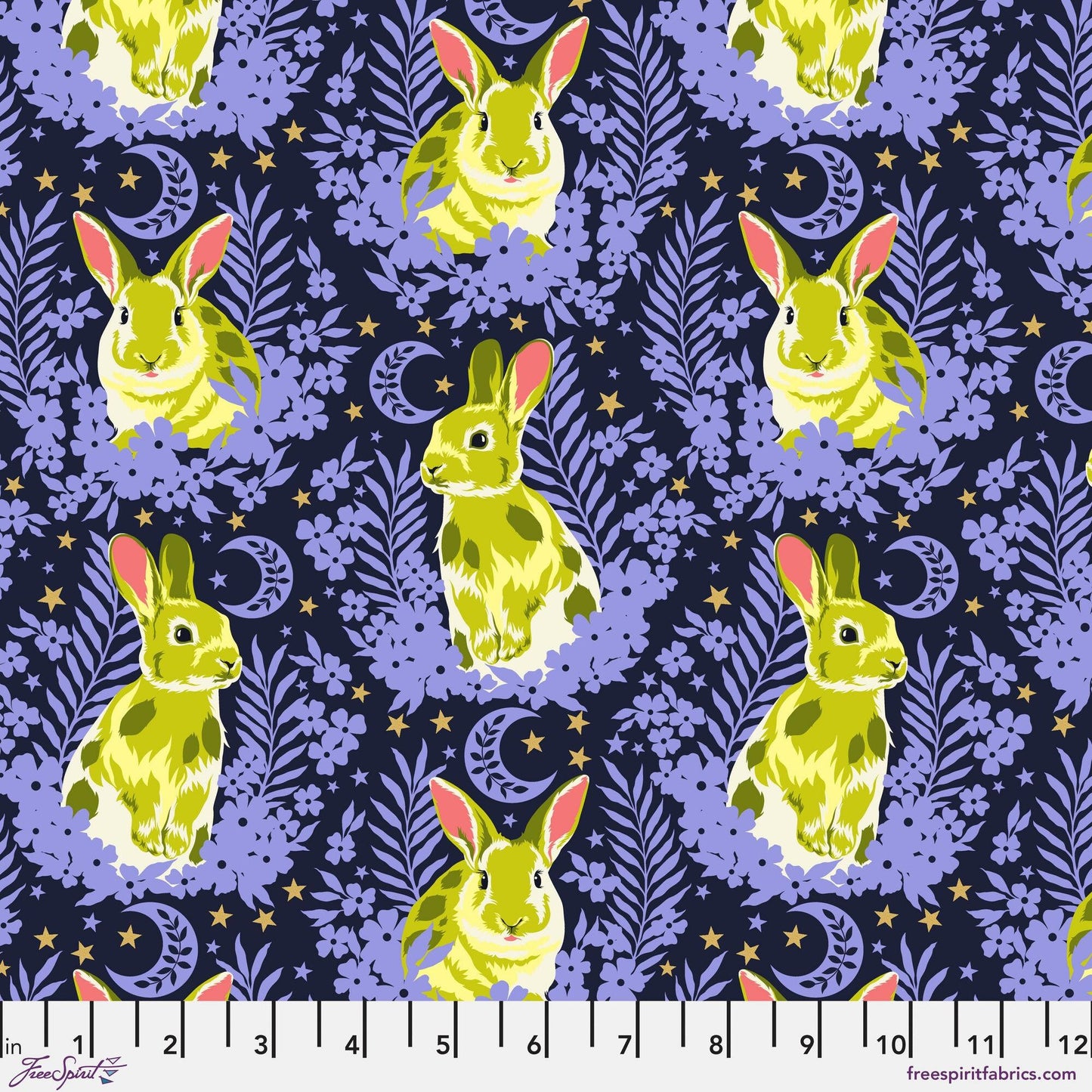 Hop to It Bluebell Besties Tula Pink Gold METALLIC Freespirit Fabrics Fabric Fetish