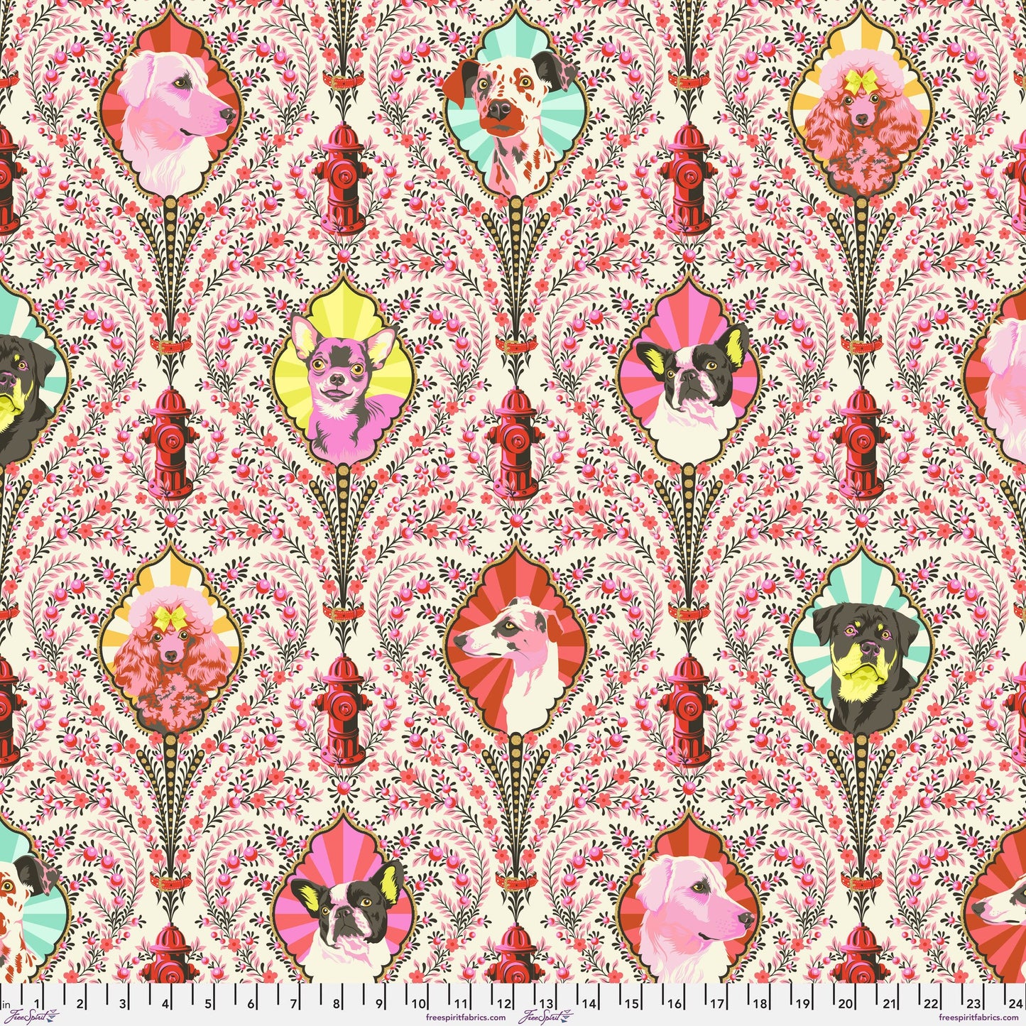 Puppy Dog Eyes Blossom Besties Tula Pink Gold METALLIC Freespirit Fabrics Fabric Fetish