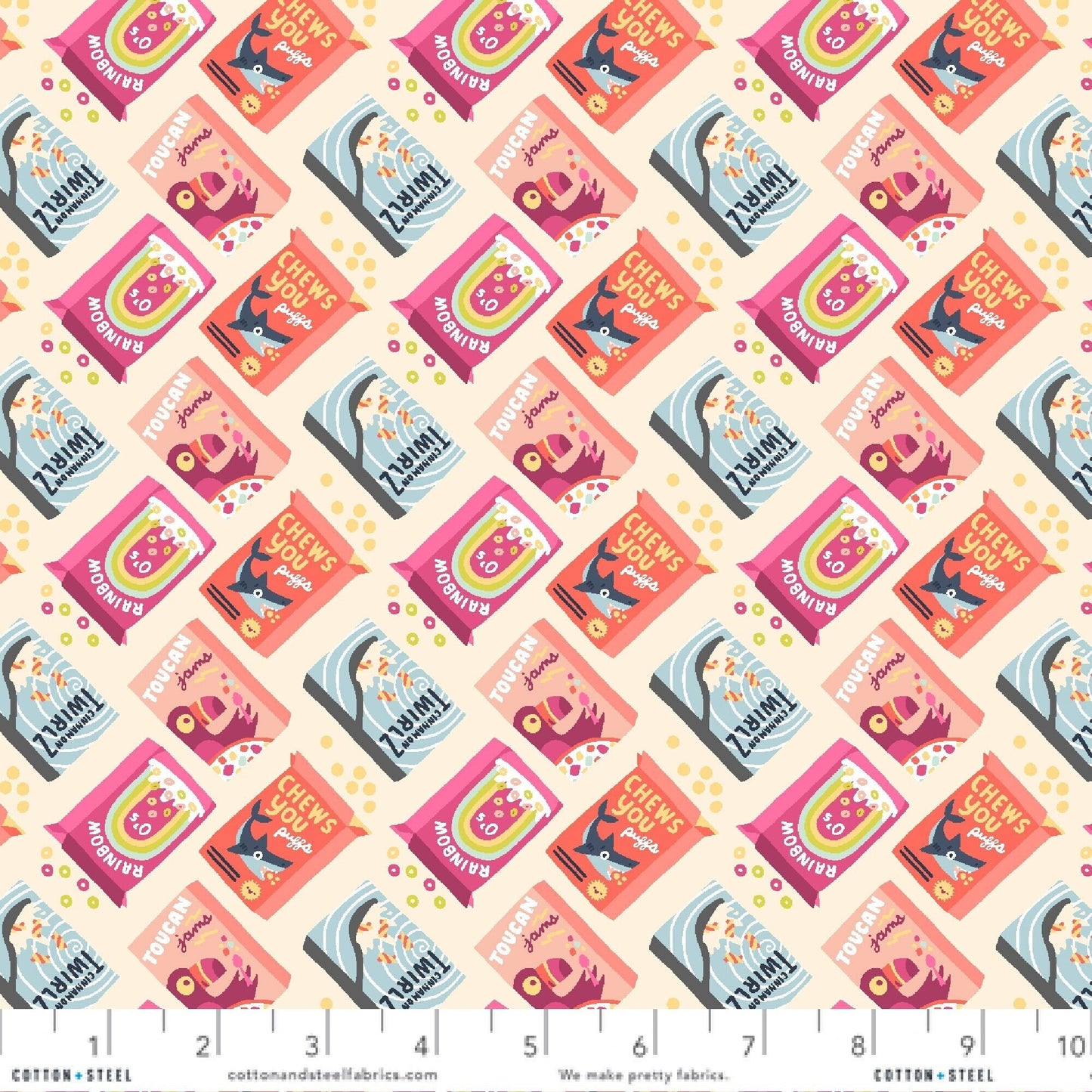 Cereously Fun Midnight Snack Mini Market Beth Gray Cotton + Steel Quilters Cotton Nostalgic Cereal Fabric Fetish