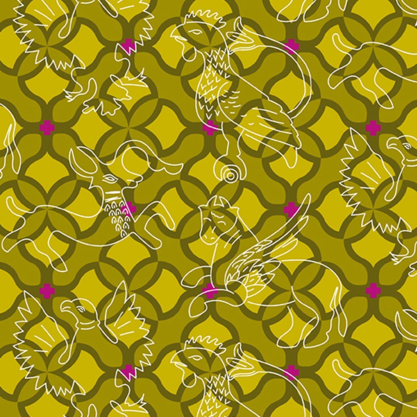 Folk Pine Chrysanthemum Alison Glass Andover Fabric 100% Quilters Cotton Fabric Fetish