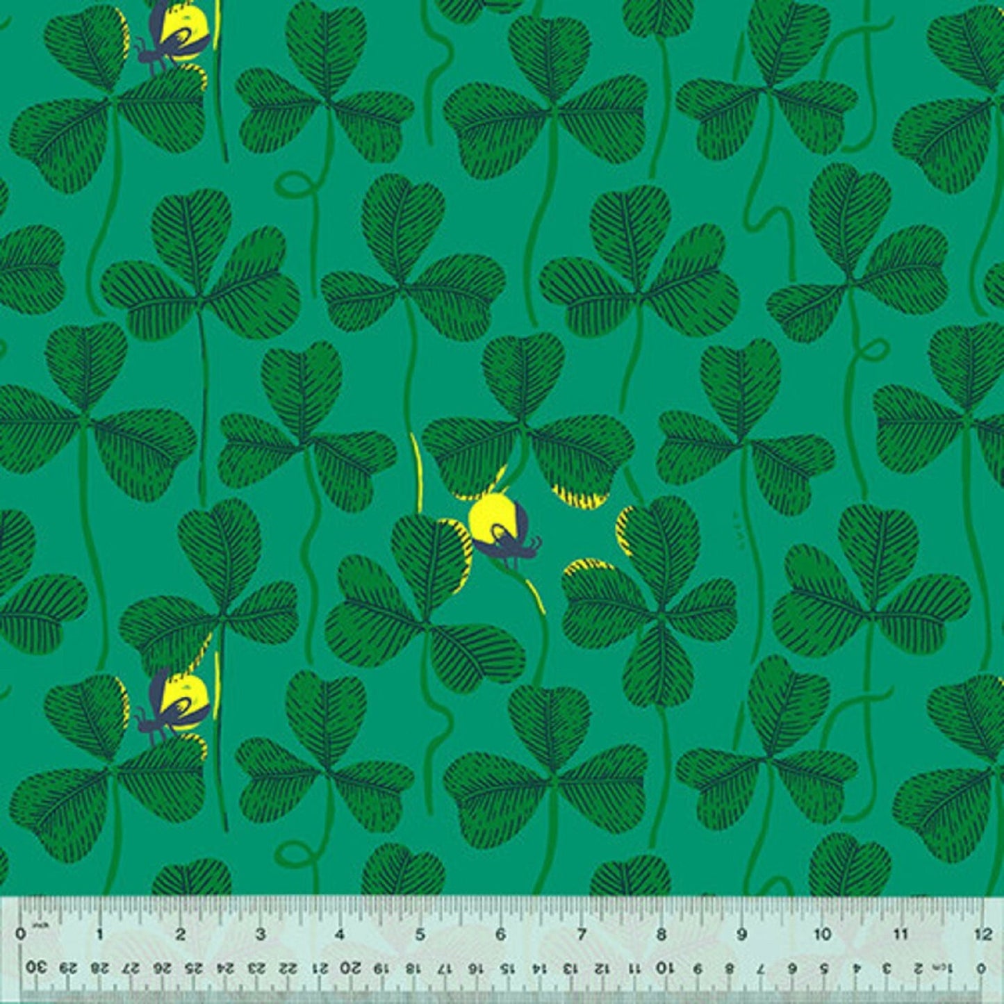 Fireflies Green 108" WIDEBACK Heather Ross Windham Fabrics Quilters Cotton Quilt Backing Continuous Half Yard Cuts Fabric Fetish