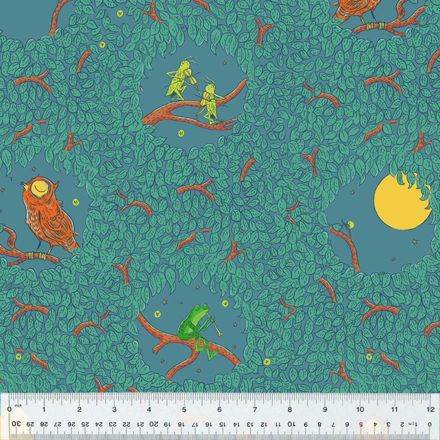 Night Music Teal Forestburg Heather Ross Windham Fabrics Quilters Cotton 53846 7 Fabric Fetish