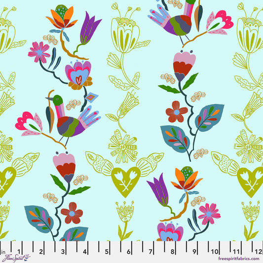 Clever Climbers Keylime Harmony Carolyn Gavin for Conservatory Craft Freespirit Fabric Quilters Cotton Fabric Fetish