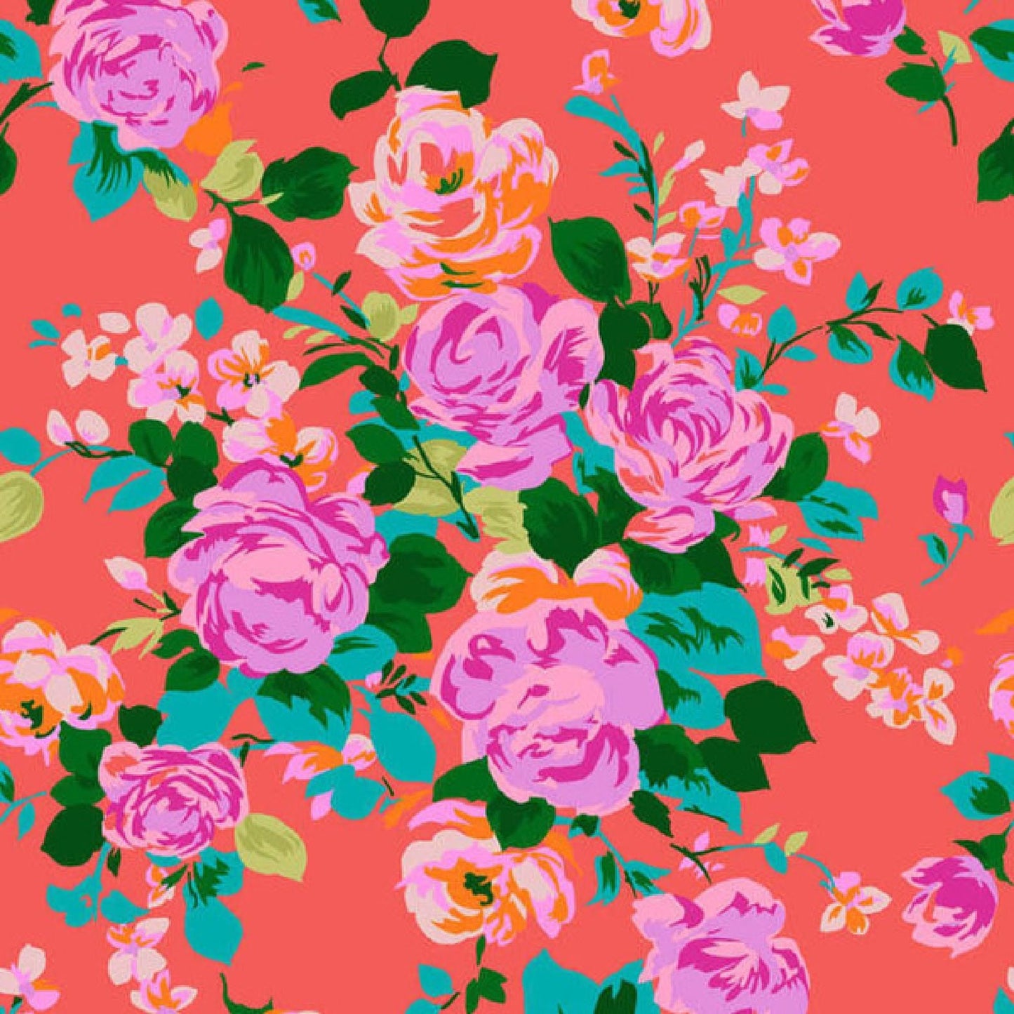 Cath Orange Lovely Day Jennifer Paganelli 100% Quilters Cotton Fabric Fetish