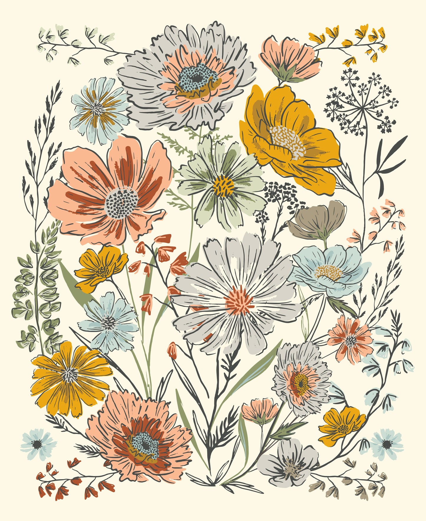 Woodland and Wildflowers Panel 36" x 44 Inch PANEL Woodland and Wildflowers Fancy That Design House Cotton Quilting Fabric Fabric Fetish
