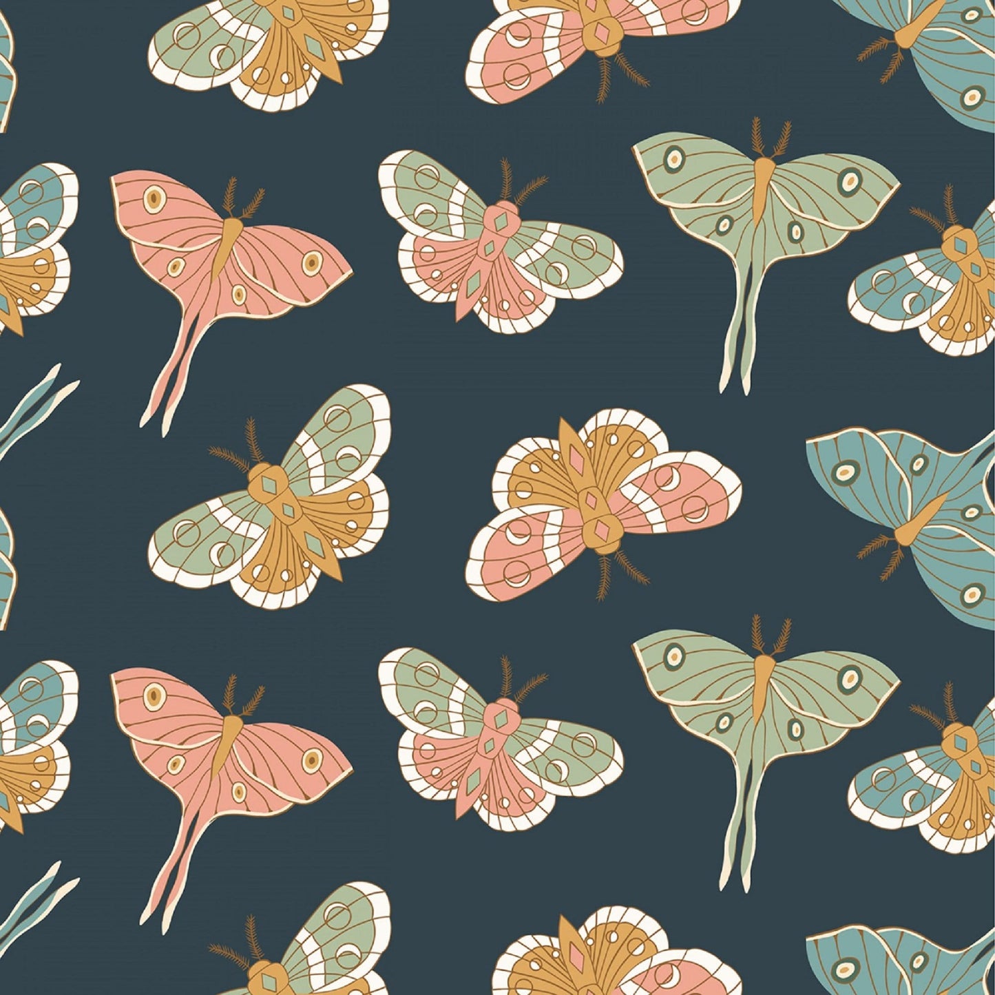 Lunar Moth Night Moonbeam Dreams Poppie Cotton MD23852 Fabric Fetish
