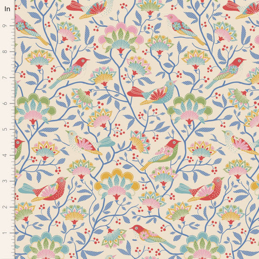 Bird Tree Creme Jubilee Tilda Fabric Tone Finnanger 100% Quilters Cotton Fabric Fetish