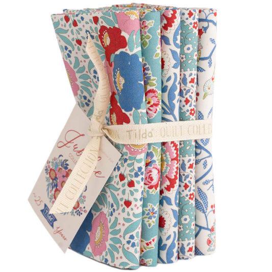 Jubilee 5 Piece Fat Quarter Bundle Teal Tilda Fabrics TIL300184 Fabric Fetish