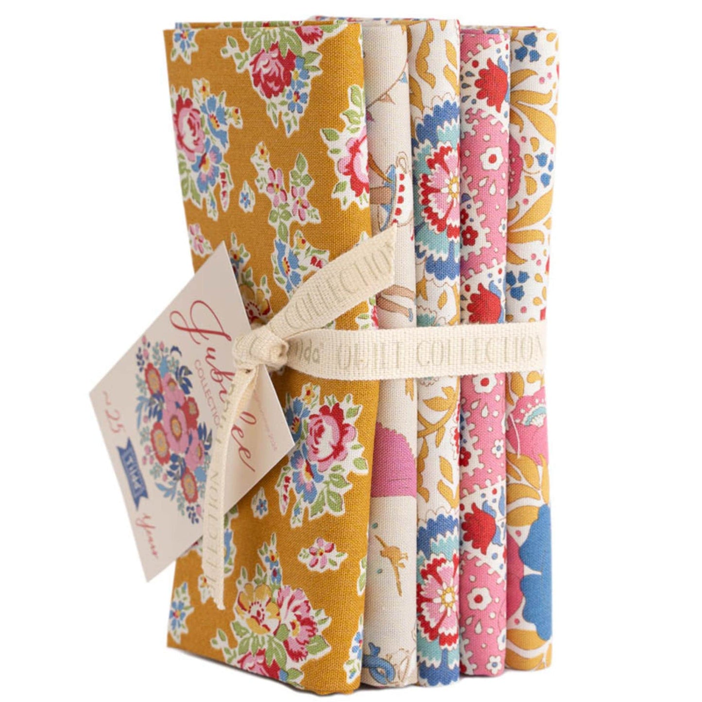 Jubilee 5 Piece Fat Quarter Bundle Mustard/Pink Tilda Fabrics TIL300185 Fabric Fetish