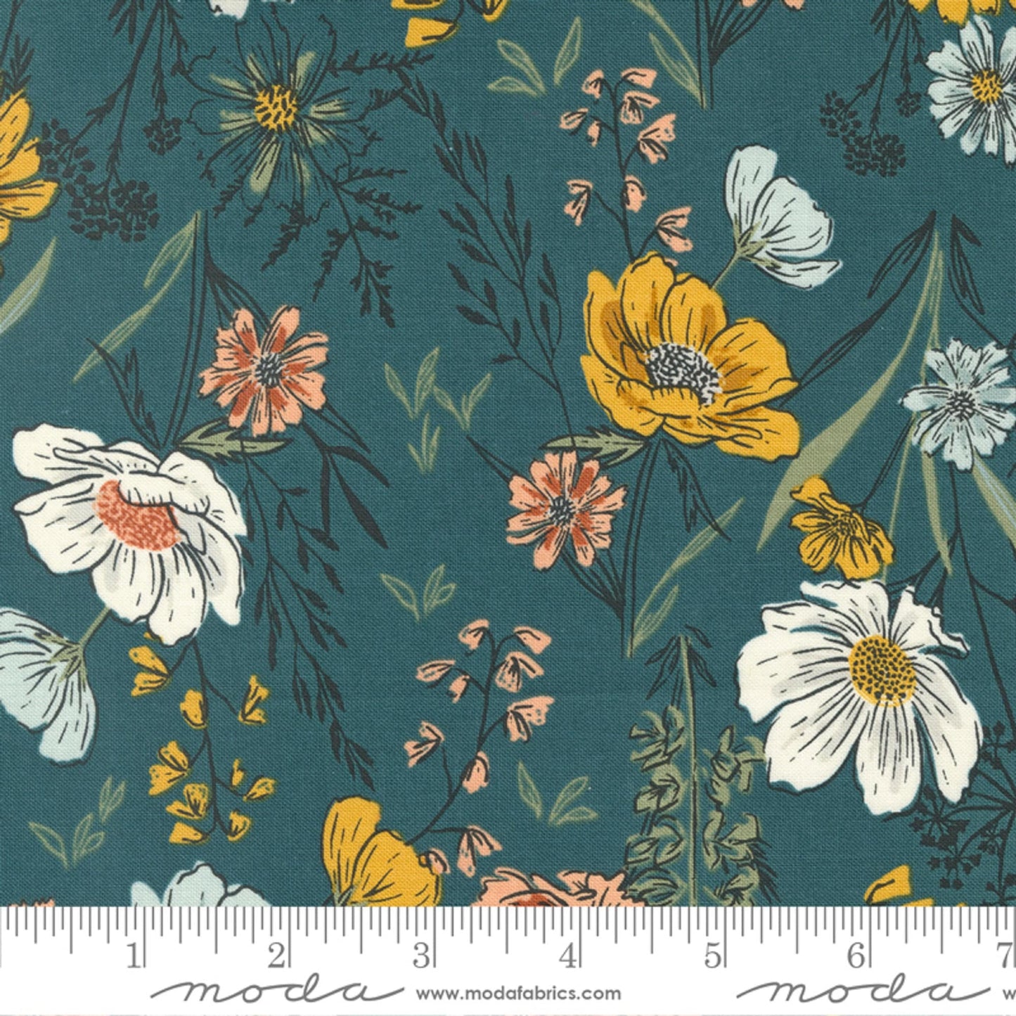 Wildflower Wonder Dark Lake Woodland and Wildflowers Fancy That Design House Moda Quilters Cotton Fabric Fetish