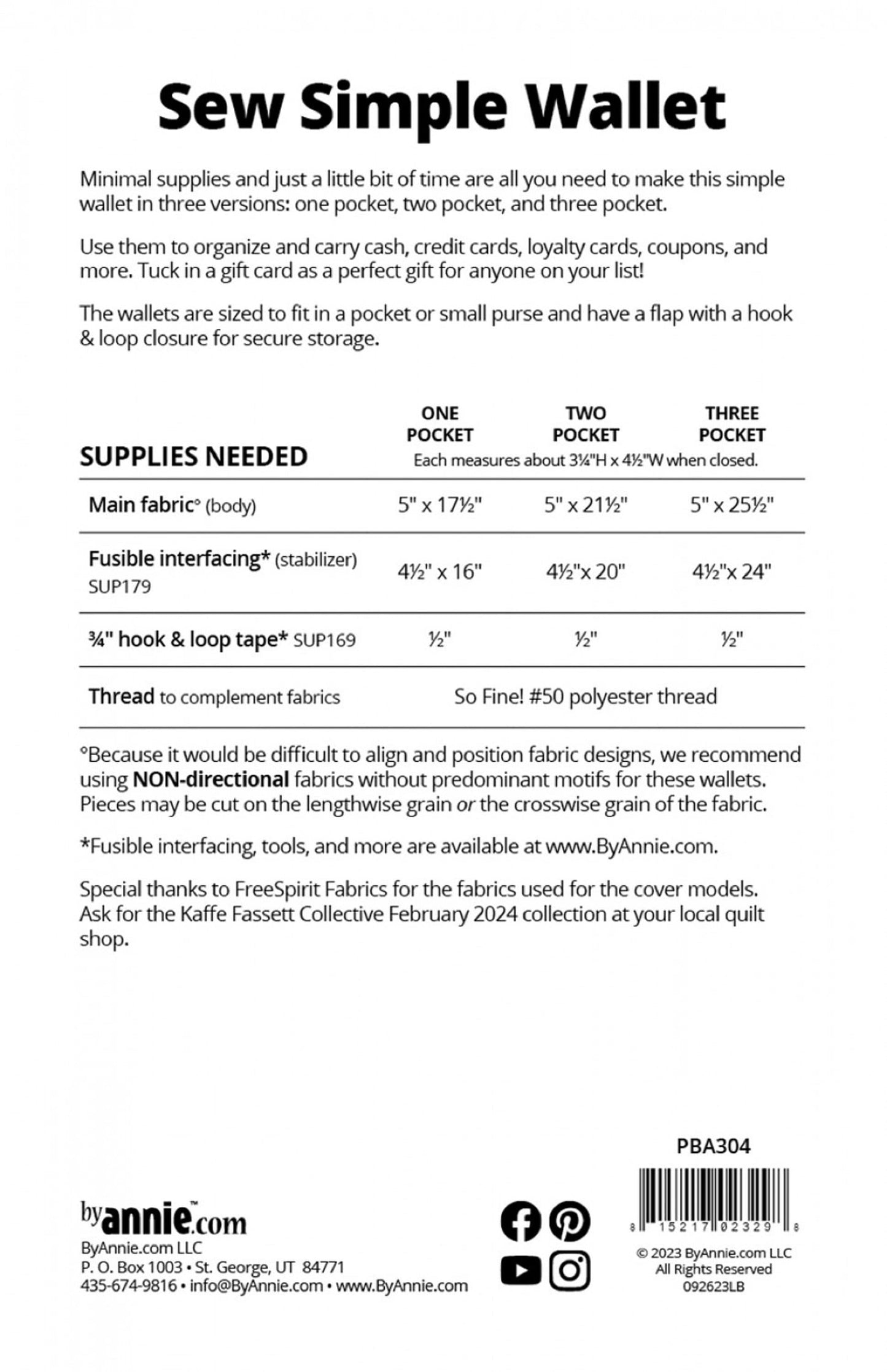 Sew Simple Wallet Sewing Pattern By Annie Custom Pockets Fabric Fetish