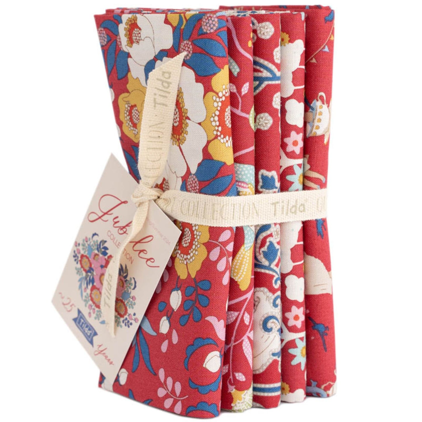 Jubilee 5 Piece Fat Quarter Bundle Red Tilda Fabrics TIL300182 Fabric Fetish