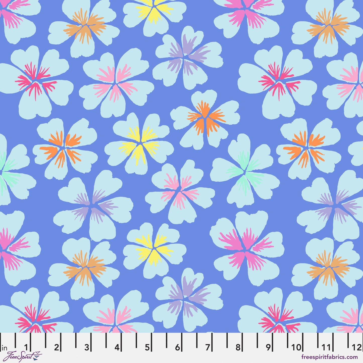 Petals Blue Kaffe Fassett Kaffe Fassett Collective February 2024 100% Quilters Cotton Fabric Fetish