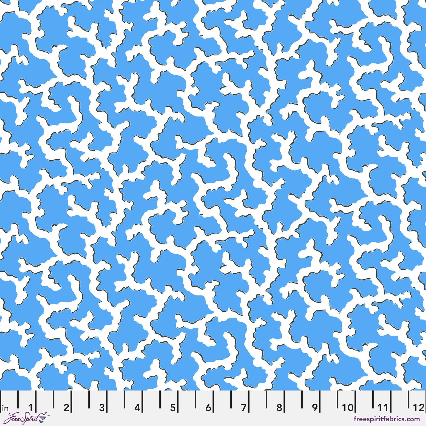 Coral Blue Philip Jacobs Kaffe Fassett Collective February 2024 100% Quilters Cotton Fabric Fetish