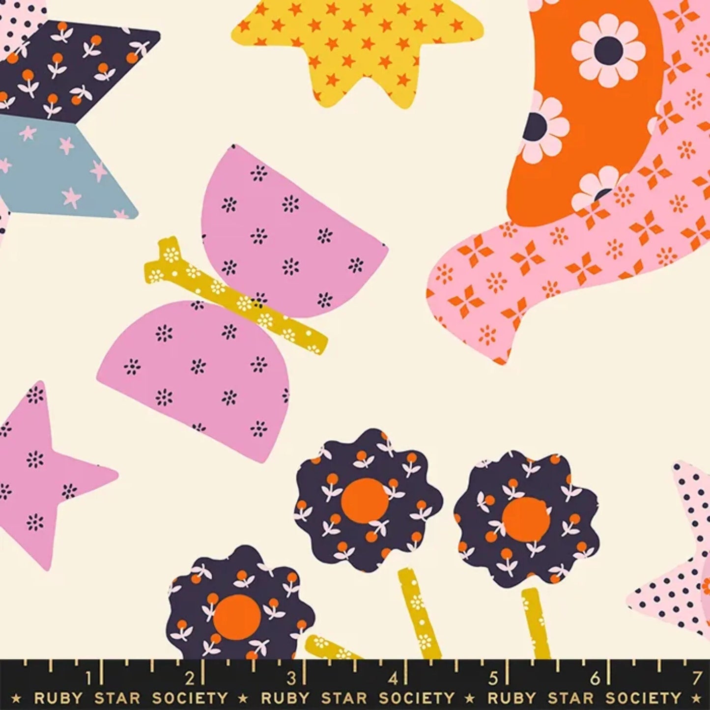 Applique Menagerie Daisy Meadow Star Alexia Abegg Ruby Star Society Fabric Moda 100% Quilters Cotton Fabric Fetish