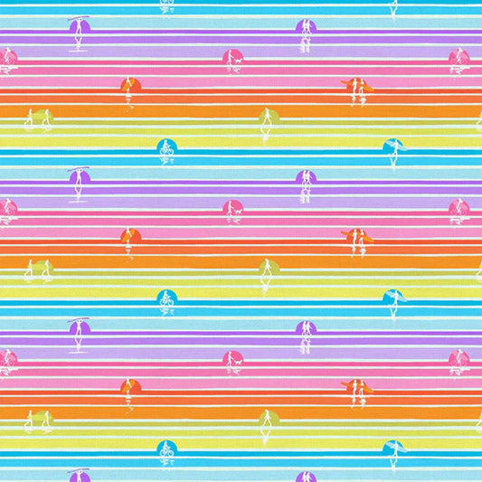 Sunset Stripe Rainbow Goin' Surfin' Lysa Flower Paintbrush Studio Fabric 100% Quilters Cotton 120 24824 Fabric Fetish