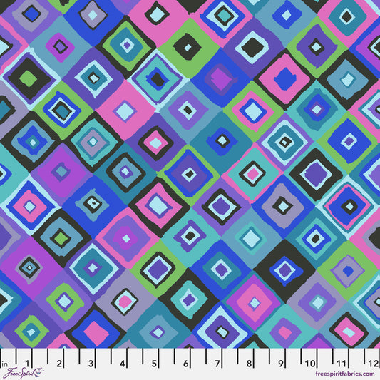 Square Dance Blue Kaffe Fassett Kaffe Fassett Collective February 2024 100% Quilters Cotton Fabric Fetish
