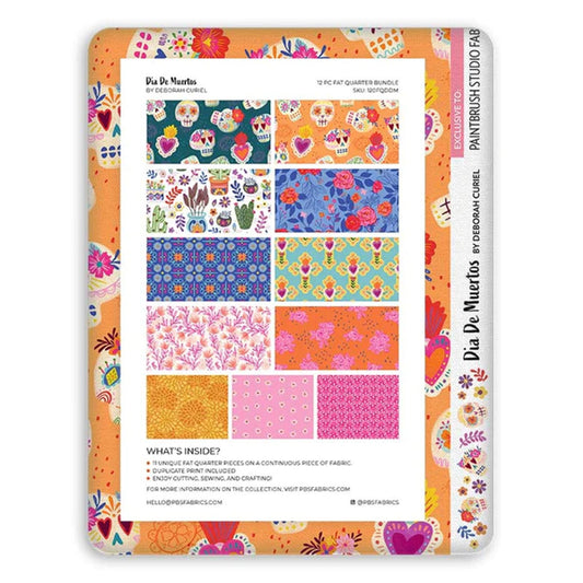 Dia De Muertos 12 pcs Fat Quarter Bundle Flat Fat Stack Deborah Curiel Paintbrush Studio Fabric 100% Quilters Cotton 120 FQDDM Fabric Fetish