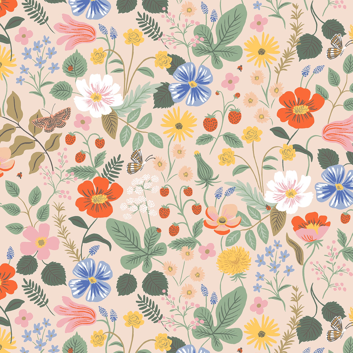 rifle paper co cotton steel strawberry fields strawberry fields blush rp400 bl3 Fabric Fetish
