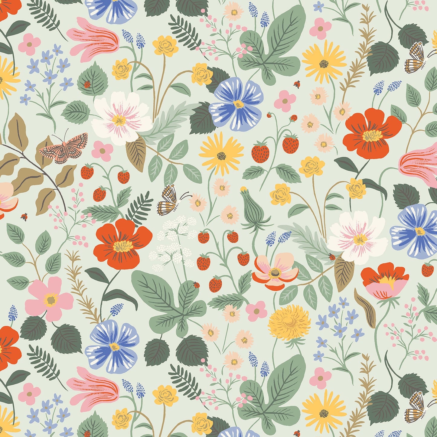 rifle paper co cotton steel strawberry fields strawberry fields mint rp400 mi2 Fabric Fetish