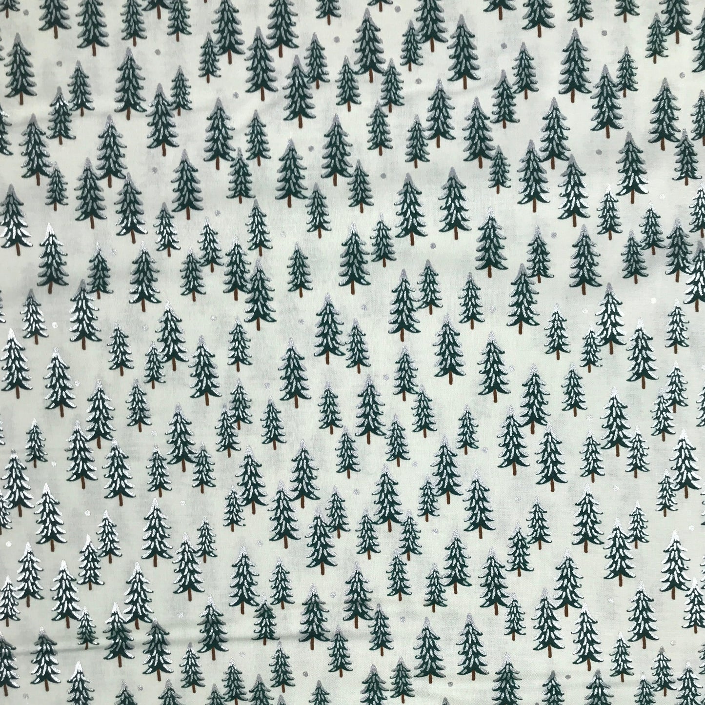 Fur Trees Silver Metallic Rifle Paper Co Fabric Fetish Holiday Classics