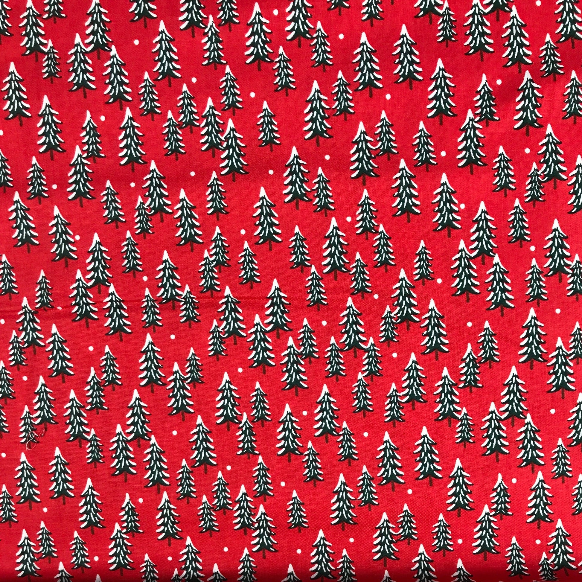 Rifle Paper Co Holiday Classics Fur Trees Red Silver Metallic Fabric Fetish