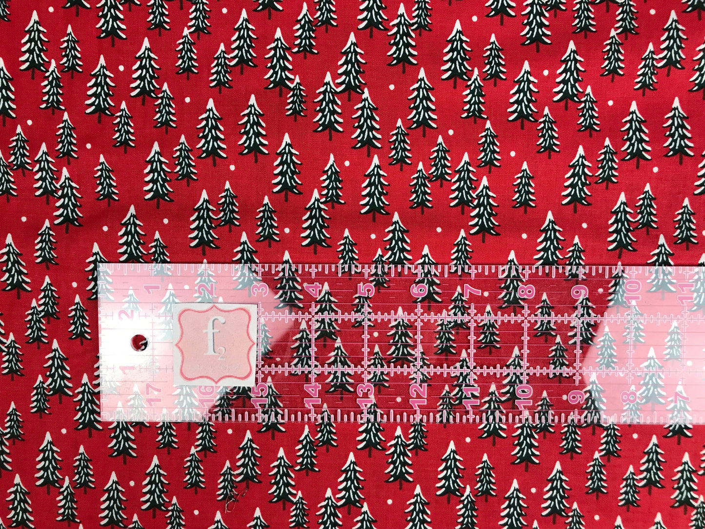 Rifle Paper Co - Cotton + Steel - Holiday Classics - Fur Trees Red Silver Metallic