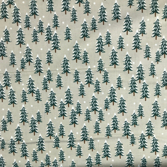 Rifle Paper Co Holiday Classics Fur Trees Linen Fabric Fetish