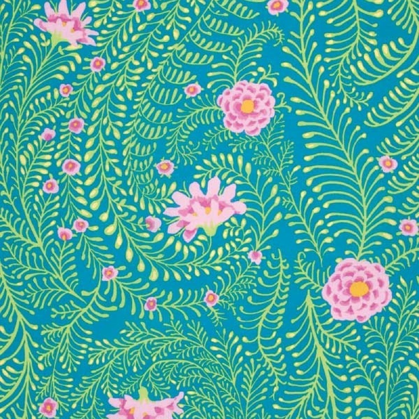 Ferns Turquoise - Kaffe Fassett Collective - FreeSpirit Fabric - 100% Quilters Cotton