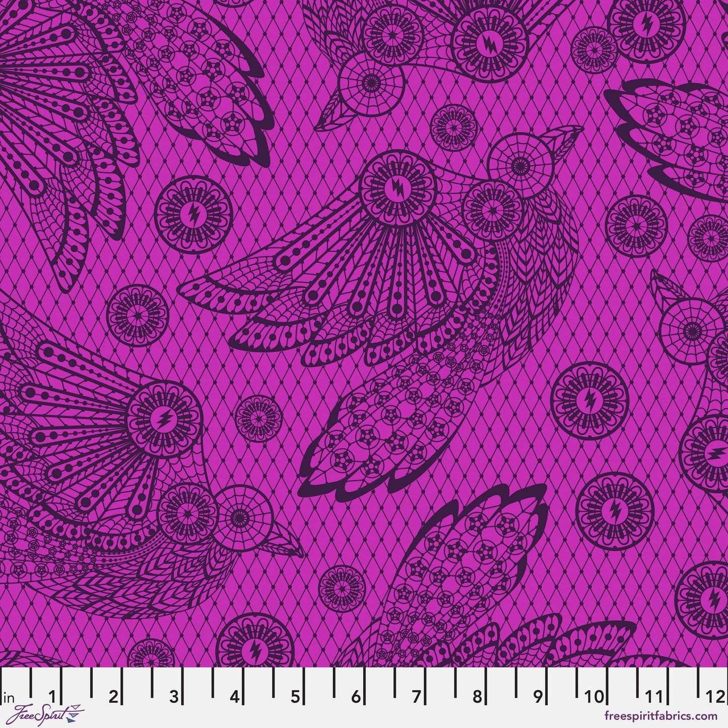 Raven Lace Oleander - Nightshade Deja Vu - Tula Pink - Freespirit Fabrics - 100% Quilters Cotton