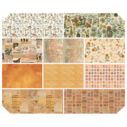 December - Palette ORANGE -  10pc Fat Quarter or Half Yard Bundles- Eclectic Elements - Tim Holtz - FreeSpirit Fabrics