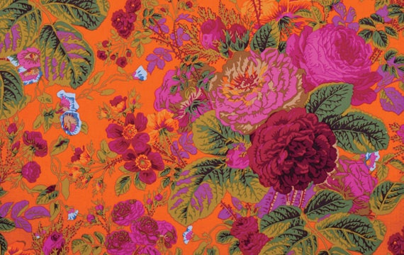 Gradi Floral Tomato - Philip Jacobs - Kaffe Fassett - PWPJ053 - 100% Quilters Cotton