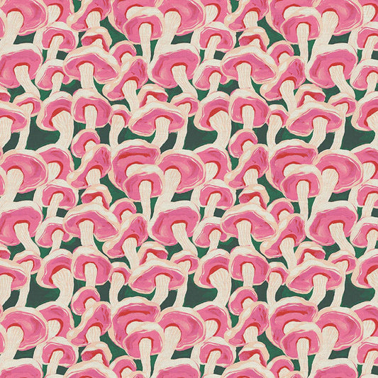 Dancing Mushrooms Pink Woodland Creatures Lauren Lesley Studio Paintbrush Studio Fabric Quilters Cotton 120 22918 Fabric Fetish