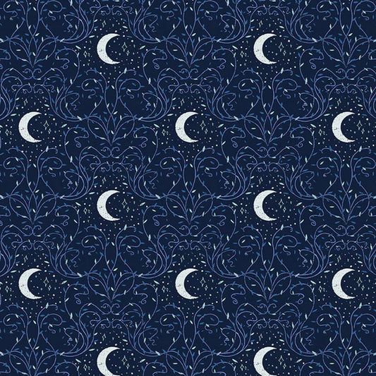 Magic Moon Navy La Luna Jillian Anderson Paintbrush Studio Fabric 100% Quilters Cotton 120 24435 Fabric Fetish