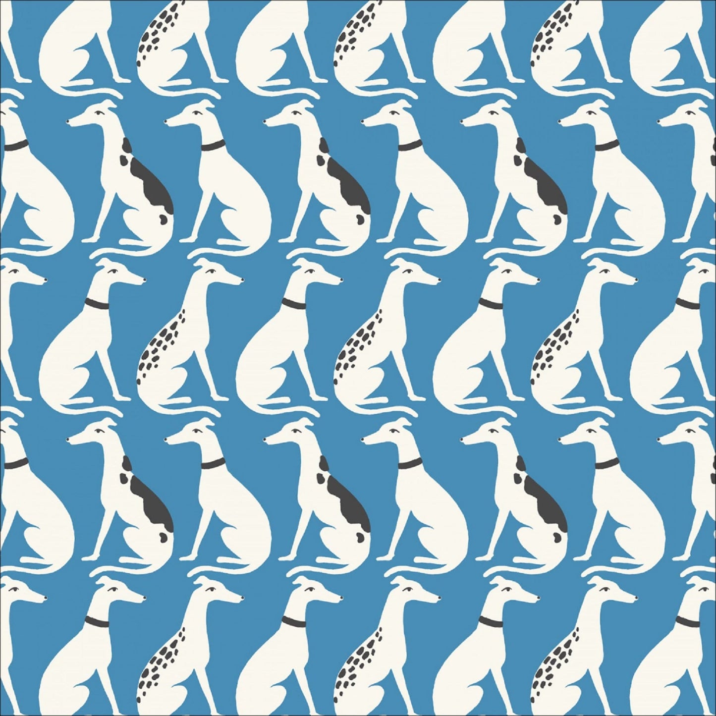 Whippets Blue Arundel Ariana Martin Cloud 9 ORGANIC Quilters Cotton Fabric Fetish
