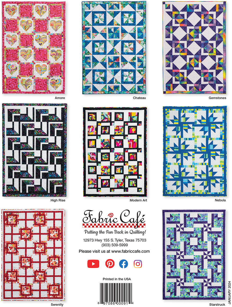 Go Bold with 3 Yard Quilts Pattern Booklet - Fran Morgan - Fabric Cafe' - 3 Size Options Per Pattern