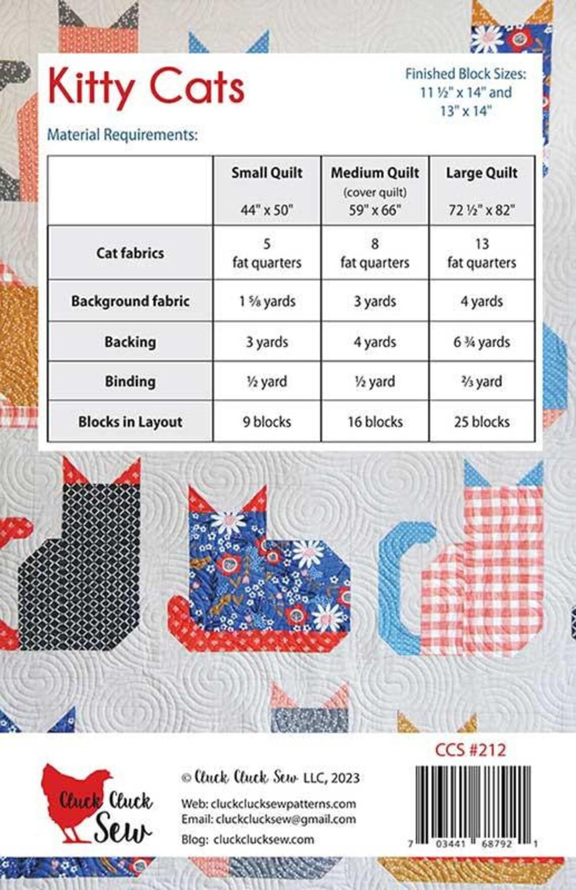 Kitty Cats Quilt Pattern - Cluck Cluck Sew - Fat Quarter Friendly with 3 Size Options