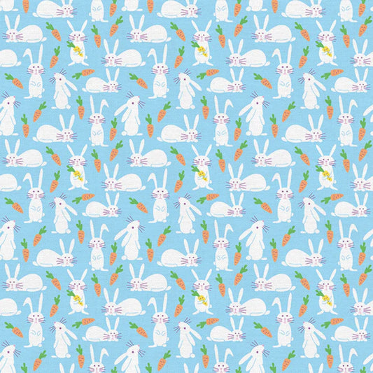 Bunnies and Carrots Blue Bunny Trail The Tiny Garden Paintbrush Studio Fabric 100% Quilters Cotton 120 21509 Fabric Fetish