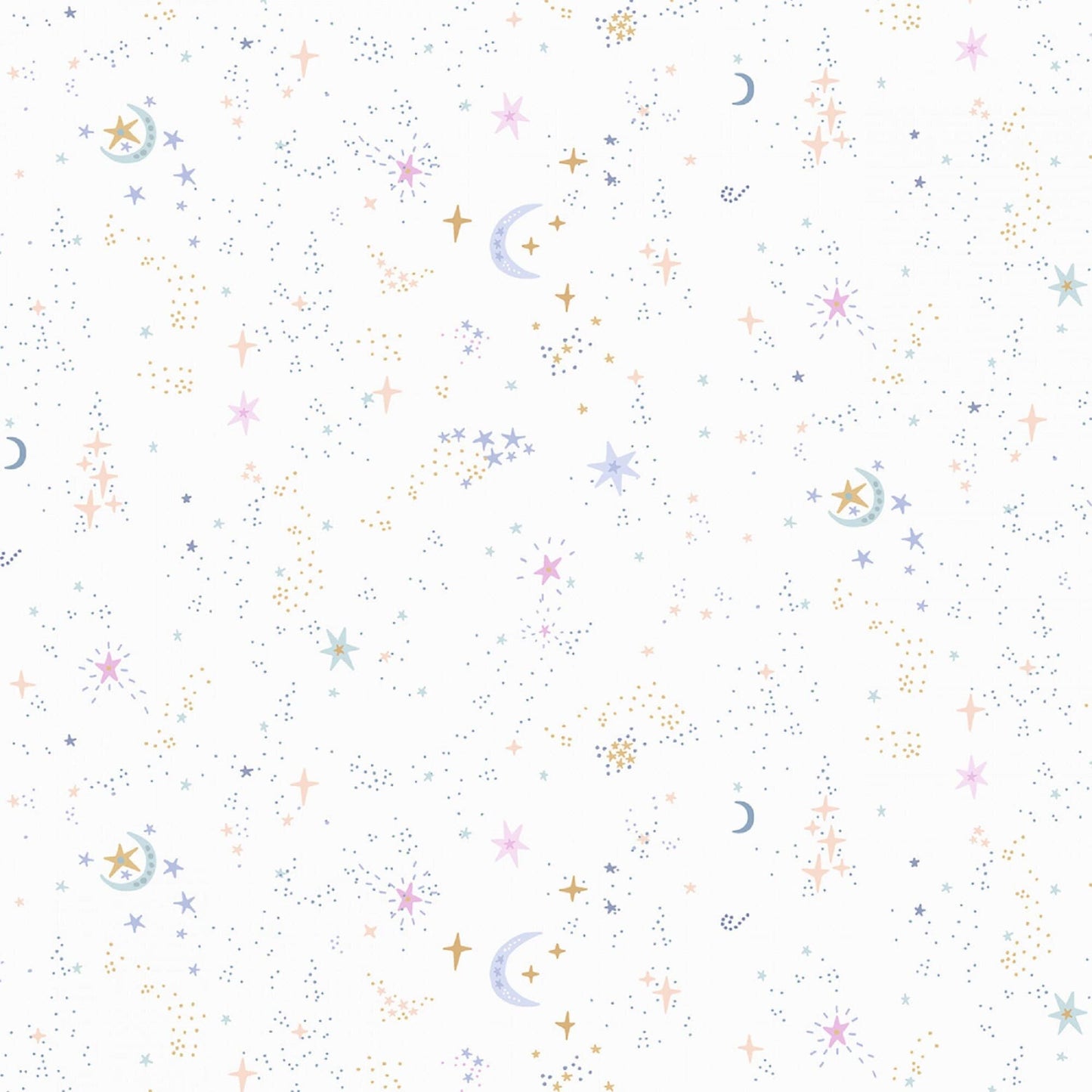 Starry Night White 108 Inch WIDE BACKING Dear Stella Fabric Quilters Cotton Fabric Fetish