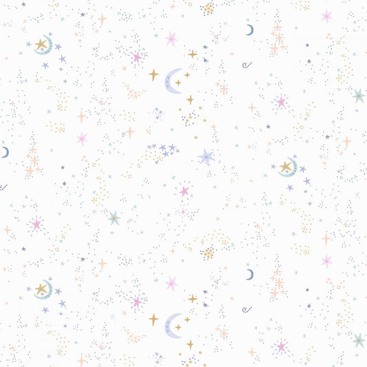 Starry Night White 108 Inch WIDE BACKING Dear Stella Fabric Quilters Cotton Fabric Fetish