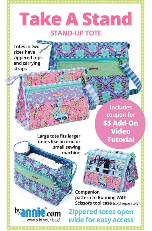 Take A Stand Stand Up Tote Sewing Pattern - By Annie  - Use in Conjunction with Running with Scissors